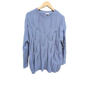 Ice Blue J Jill Scoop Neck Over Sized Chunky Kit Crew Neck Sweater Chenille M